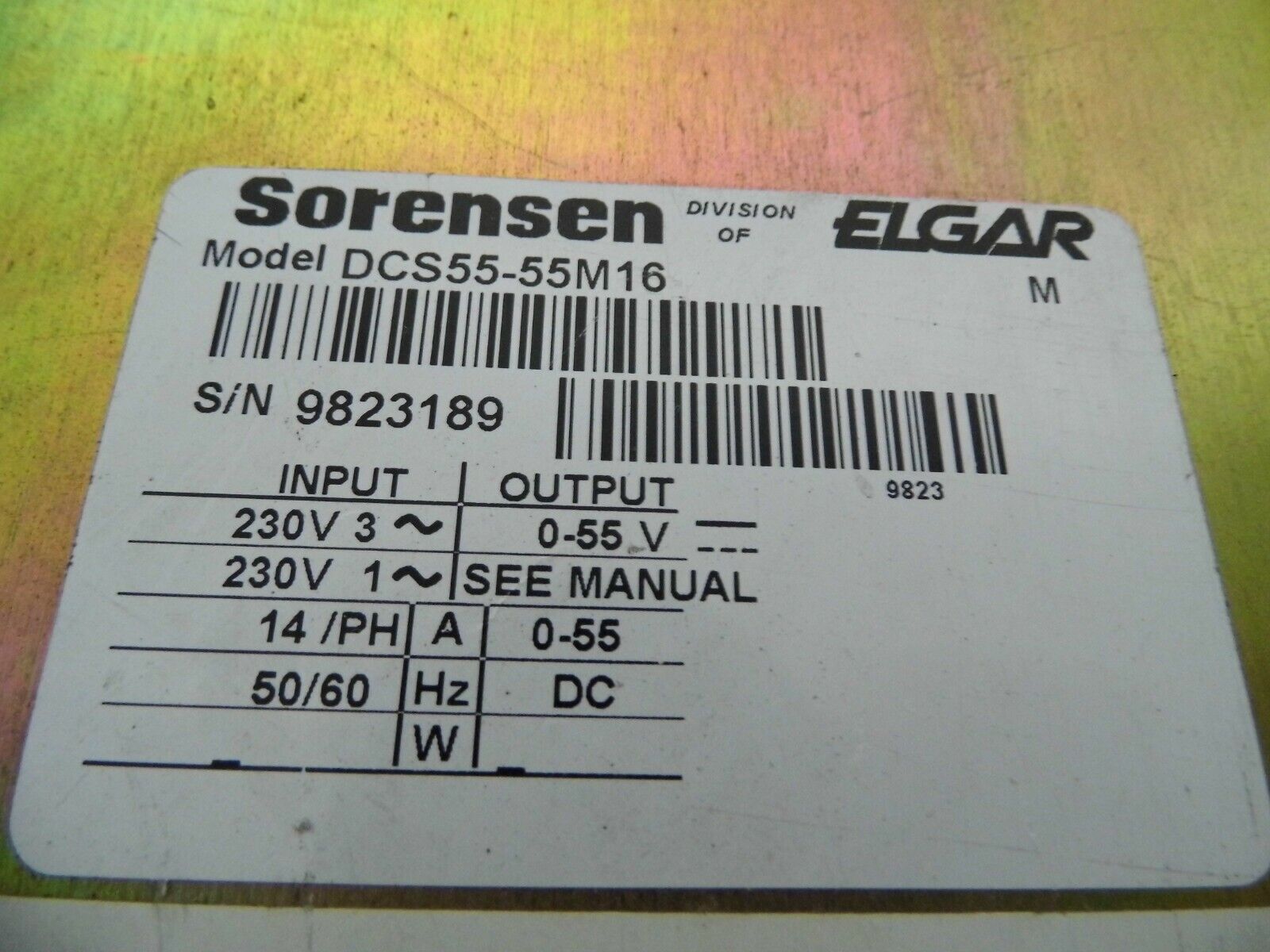 Sorensen DCS55-55, 55Vdc 55Amps 3000Watts 4 in stock, Tested. Sorensen DCS55-55, 55Vdc 55Amps 3000Watts 4 in stock, Tested.